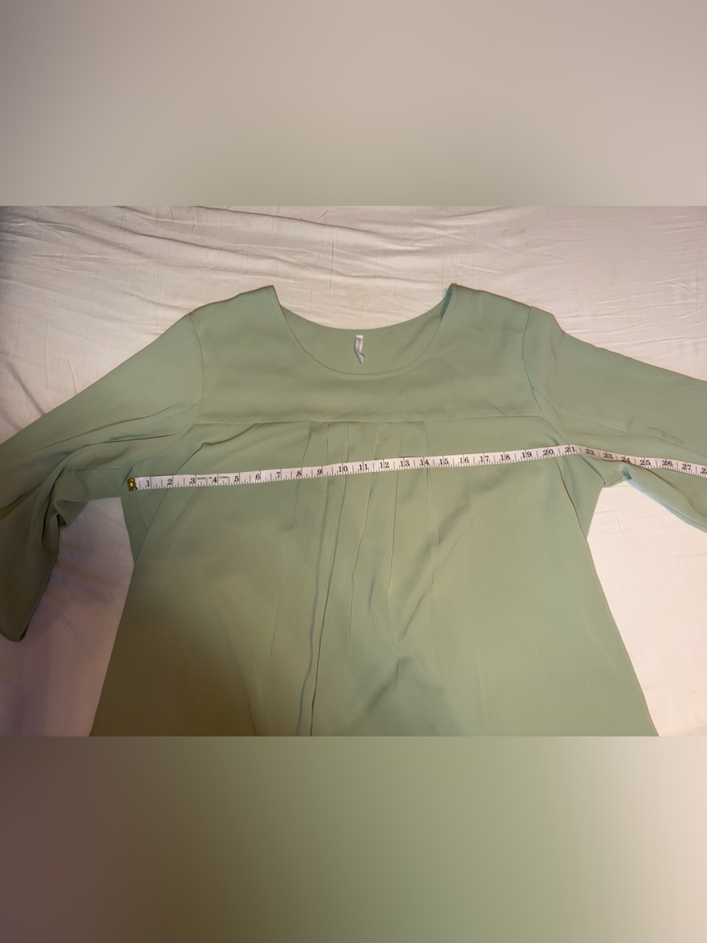Amazon Sage Green Pleated Scoop-Neck Blouse - Picture 3 of 6